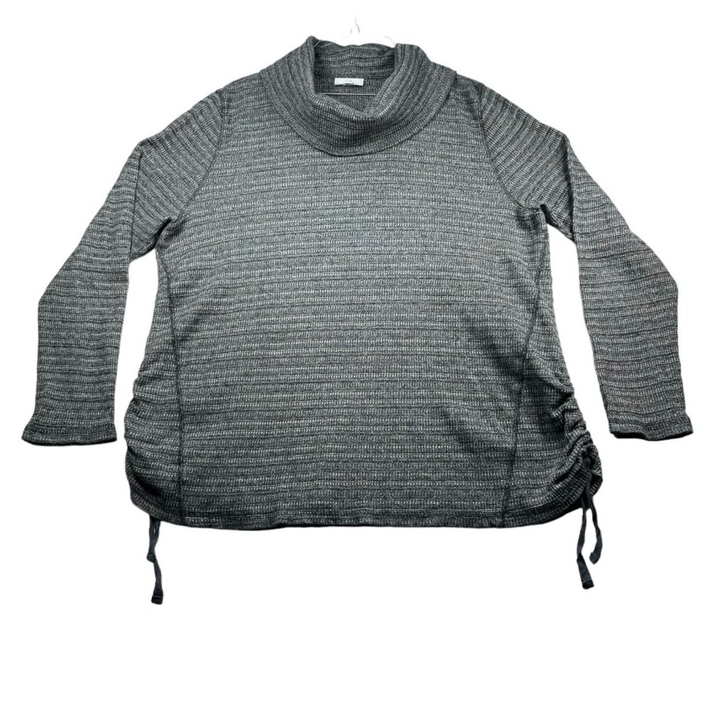 J Jill Sweater Womens size XL Gray Mock Neck Long Sleeve Cotton Stretch Pullover